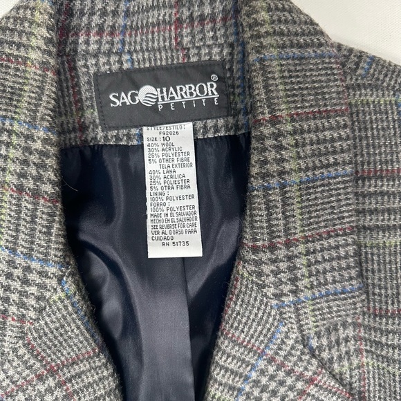 Vintage Plaid Wool Blend Blazer Size S/M Gray Classic Preppy Dark Academia - Picture 2 of 9